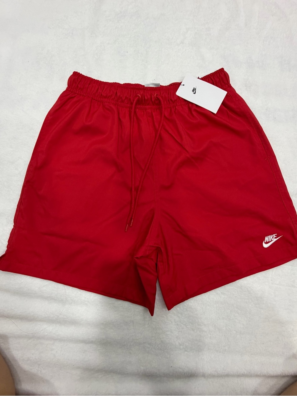 Nike Men’s Red Athletic Shorts with White Swoosh